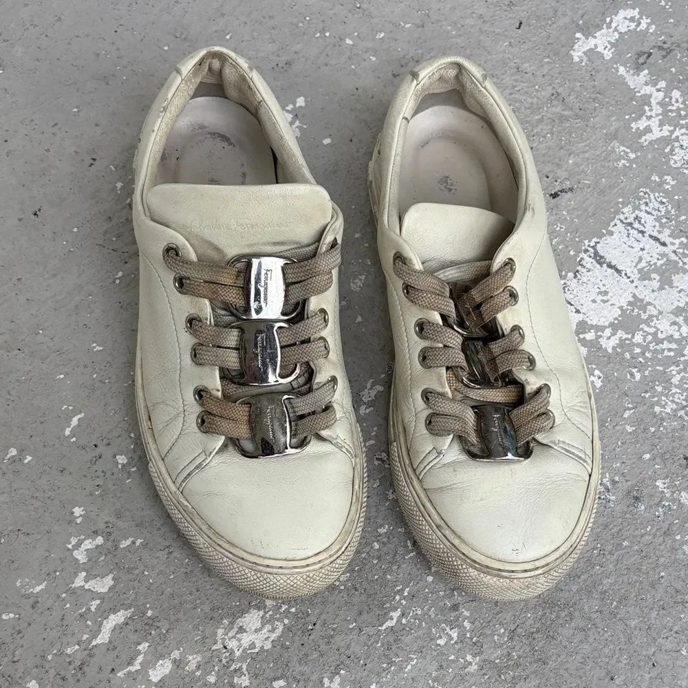 Ferragamo low top trainers with logo